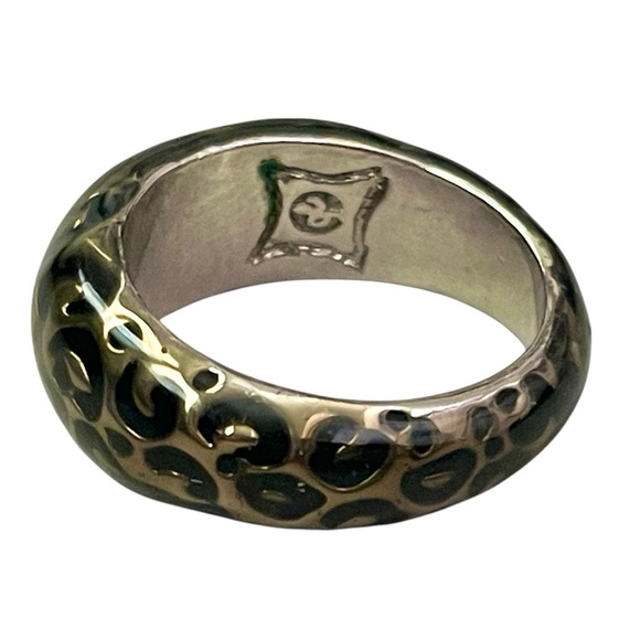 Designer Gold & Black Cheetah / Leopard Print Enamel Ring - Picture 7 of 9